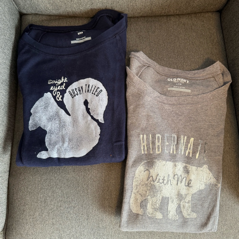 Old Navy Long-Sleeved Graphic Waffle Tee Bundle
